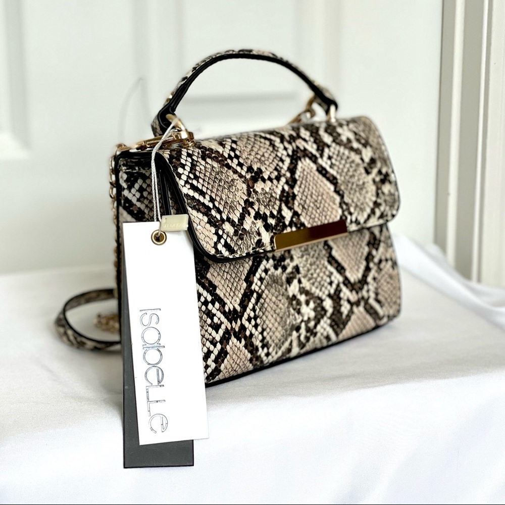 Isabelle Vegan Mini Snakeskin Satchel/Crossbody Bag - Picture 4 of 10